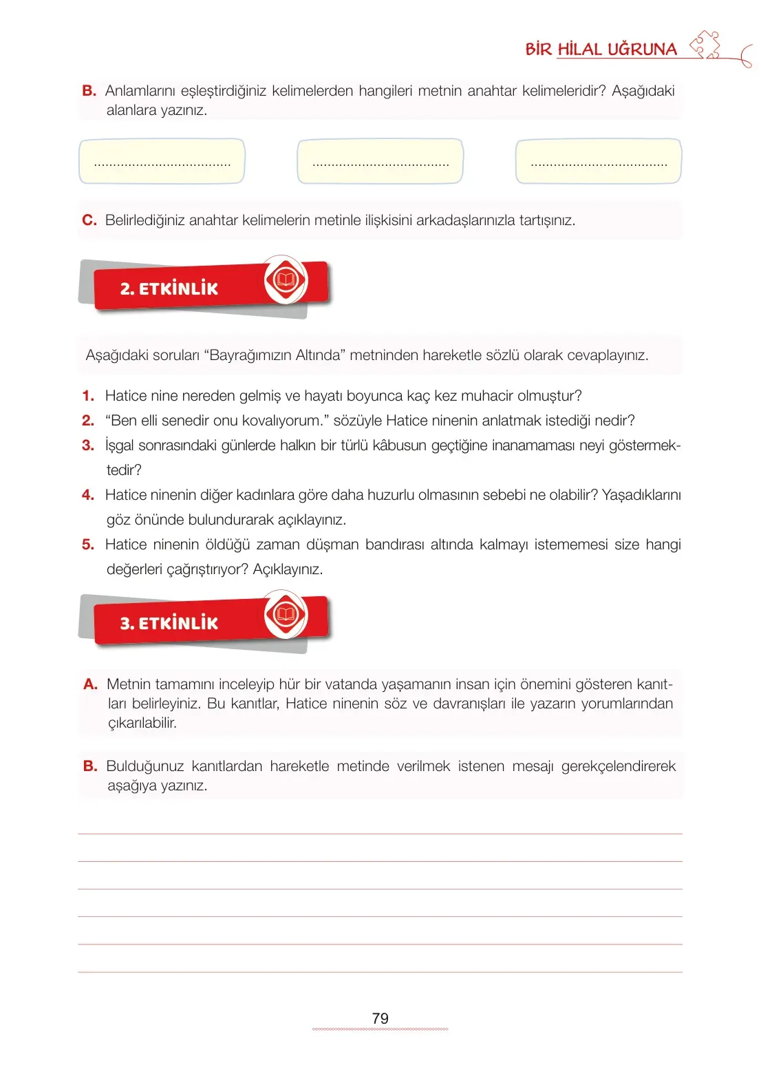 7. Sınıf Türkçe Ders Kitabı Cevapları Meb Yayınları 1. Kitap Sayfa 79