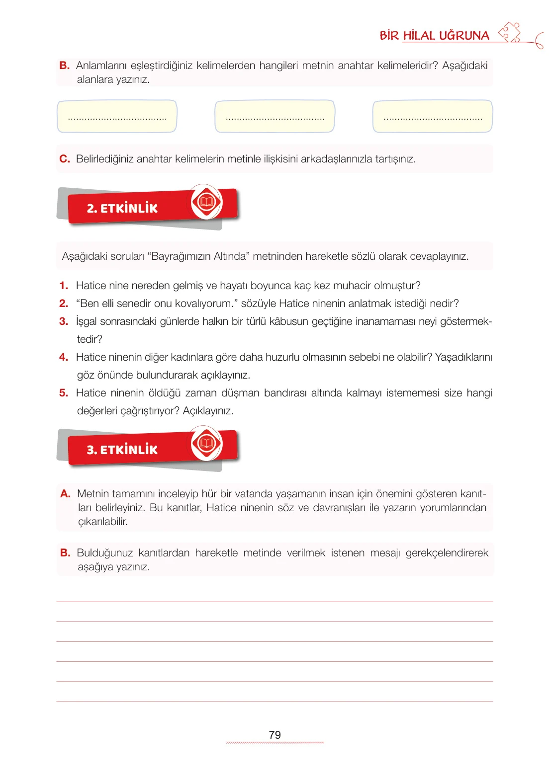 7. Sınıf Türkçe Ders Kitabı Cevapları Meb Yayınları 1. Kitap Sayfa 79