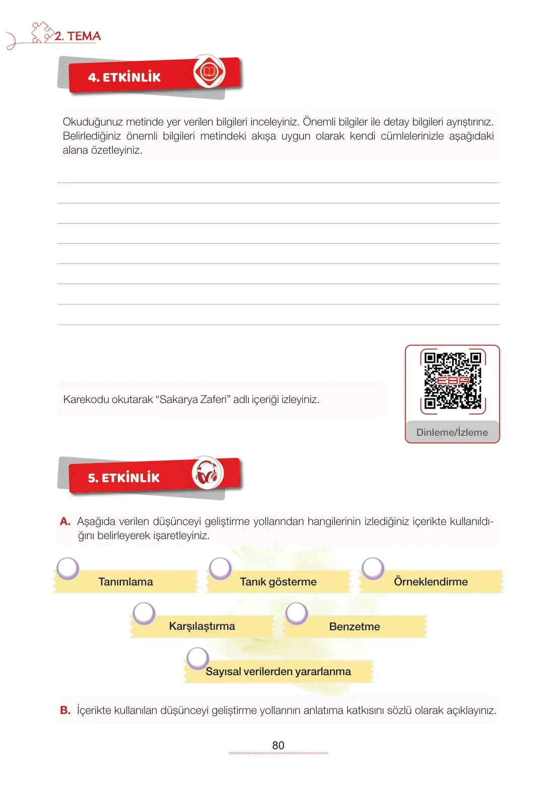 7. Sınıf Türkçe Ders Kitabı Cevapları Meb Yayınları 1. Kitap Sayfa 80
