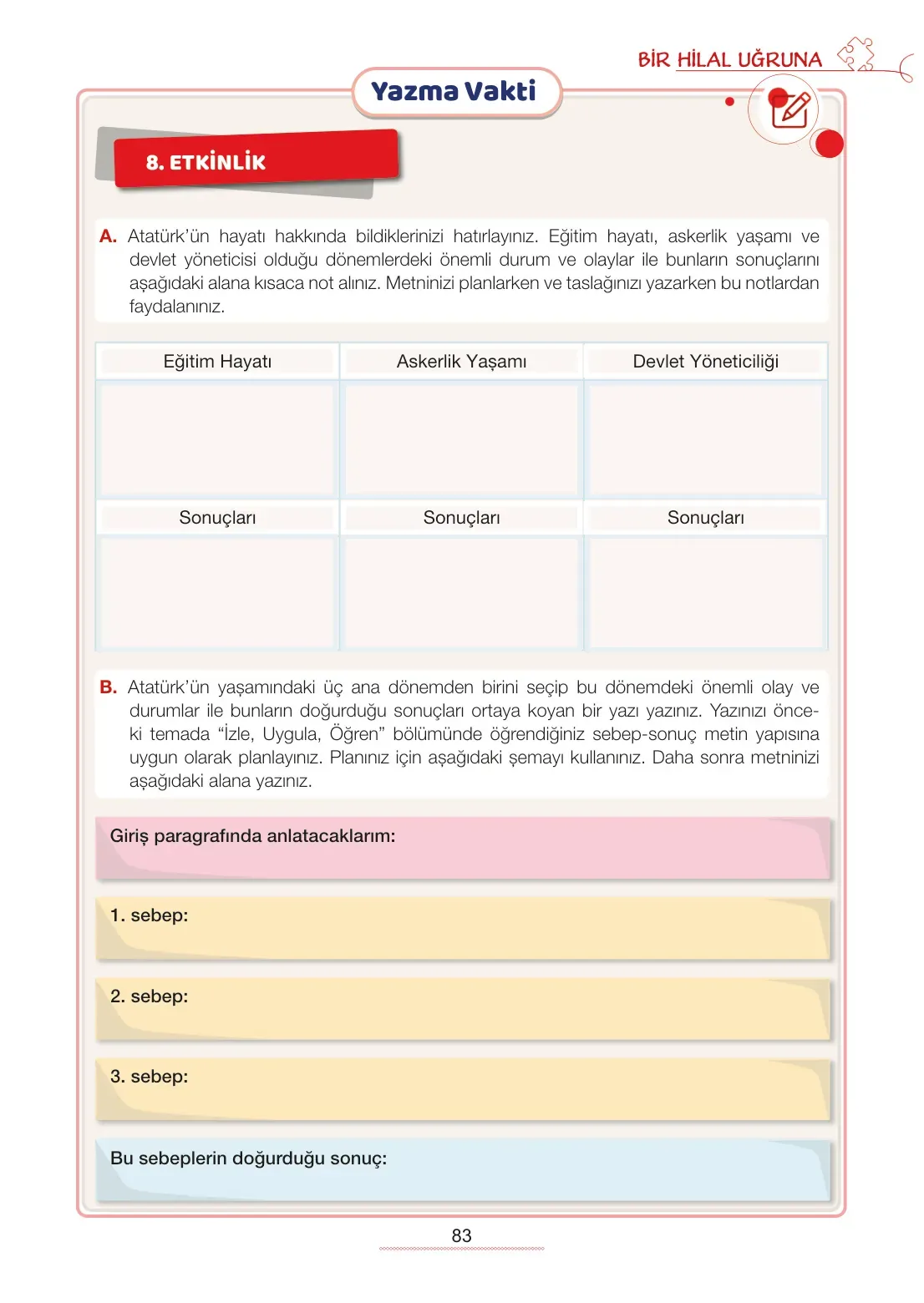 7. Sınıf Türkçe Ders Kitabı Cevapları Meb Yayınları 1. Kitap Sayfa 83