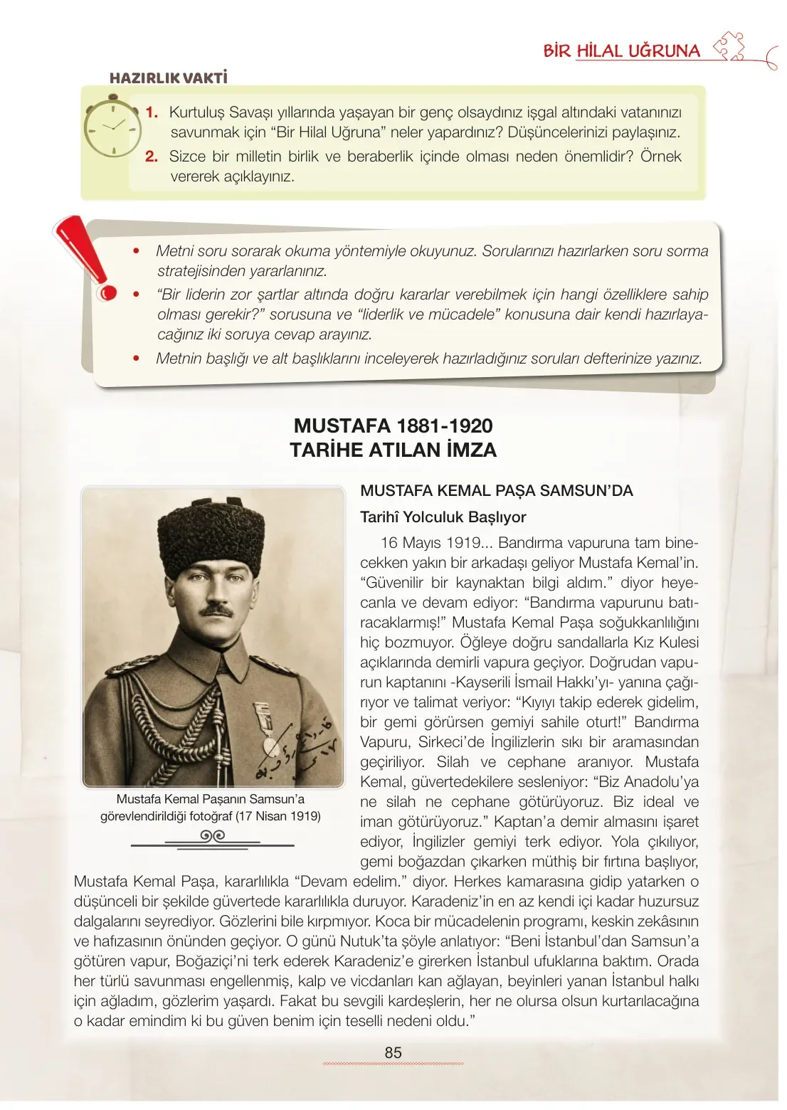 7. Sınıf Türkçe Ders Kitabı Cevapları Meb Yayınları 1. Kitap Sayfa 85