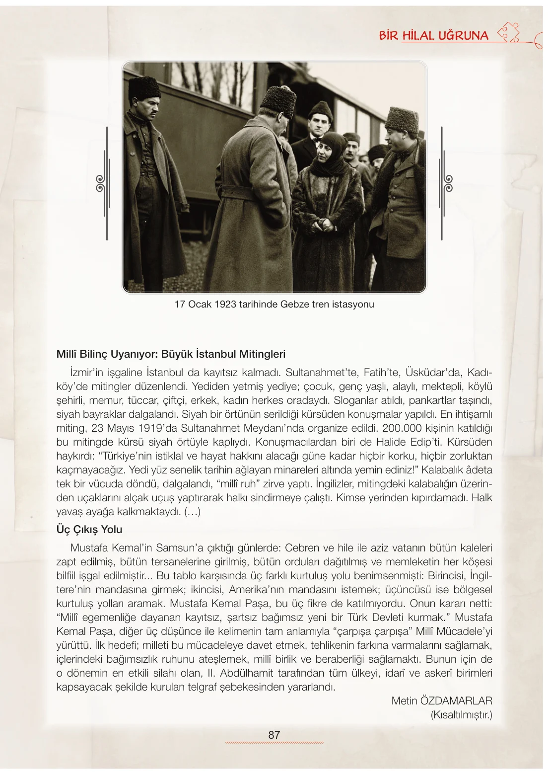 7. Sınıf Türkçe Ders Kitabı Cevapları Meb Yayınları 1. Kitap Sayfa 87