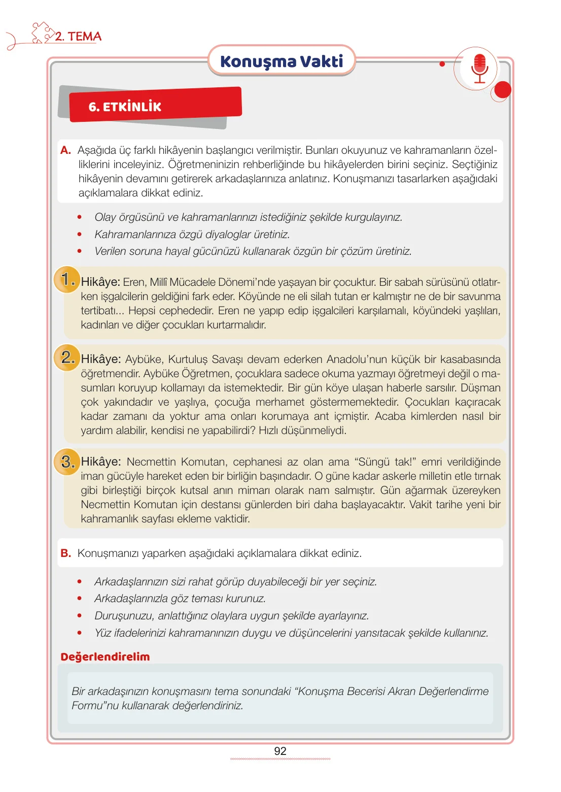 7. Sınıf Türkçe Ders Kitabı Cevapları Meb Yayınları 1. Kitap Sayfa 92