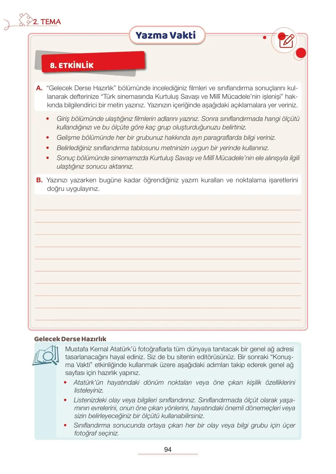 7. Sınıf Türkçe Ders Kitabı Cevapları Meb Yayınları 1. Kitap Sayfa 94