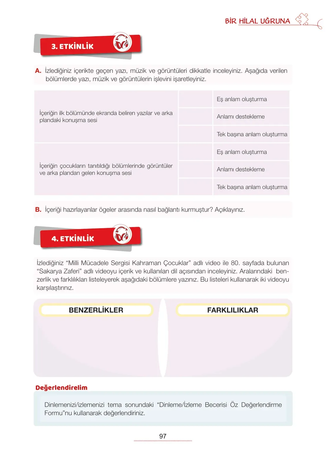 7. Sınıf Türkçe Ders Kitabı Cevapları Meb Yayınları 1. Kitap Sayfa 97
