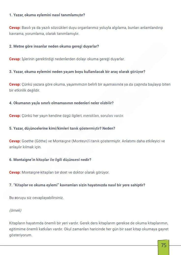 7. Sınıf Türkçe Ders Kitabı Cevapları Meb Yayınları 1. Kitap Sayfa 75 Çözüm Görseli