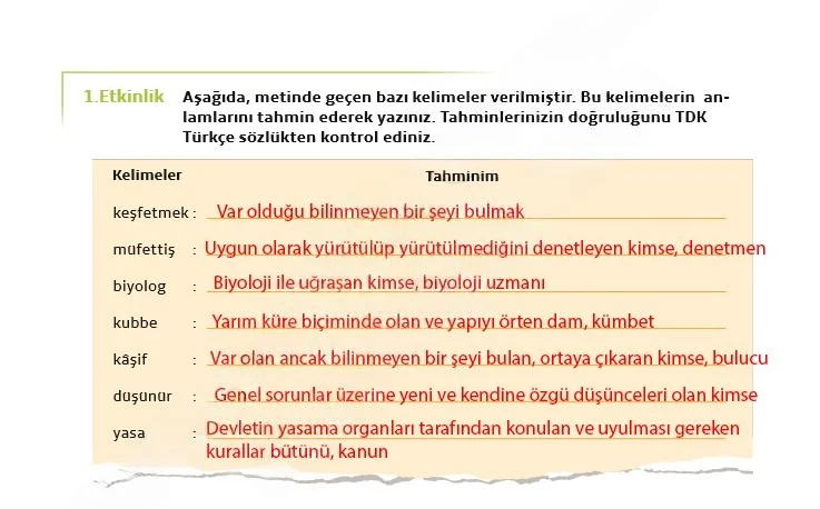 7. Sınıf Türkçe Ders Kitabı Cevapları Meb Yayınları 1. Kitap Sayfa 88 Çözüm Görseli