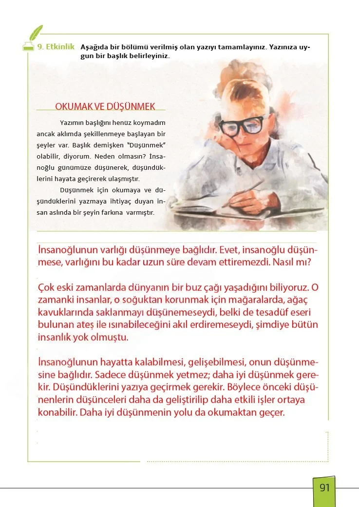 7. Sınıf Türkçe Ders Kitabı Cevapları Meb Yayınları 1. Kitap Sayfa 91 Çözüm Görseli