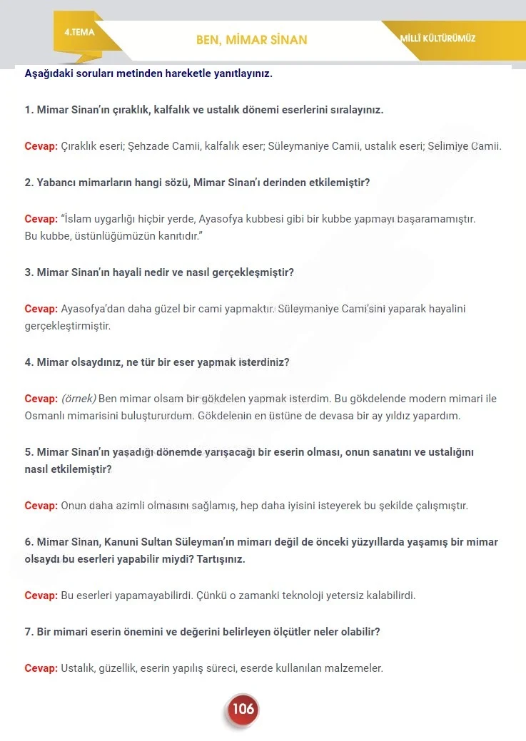 7. Sınıf Türkçe Ders Kitabı Cevapları Meb Yayınları 2. Kitap Sayfa 106 Çözüm Görseli