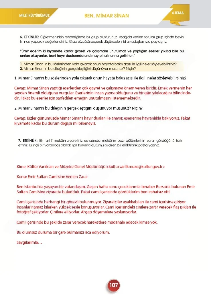 7. Sınıf Türkçe Ders Kitabı Cevapları Meb Yayınları 2. Kitap Sayfa 107 Çözüm Görseli