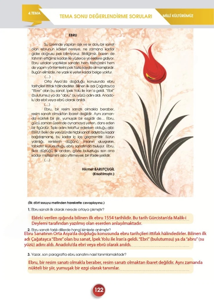 7. Sınıf Türkçe Ders Kitabı Cevapları Meb Yayınları 2. Kitap Sayfa 122 Çözüm Görseli