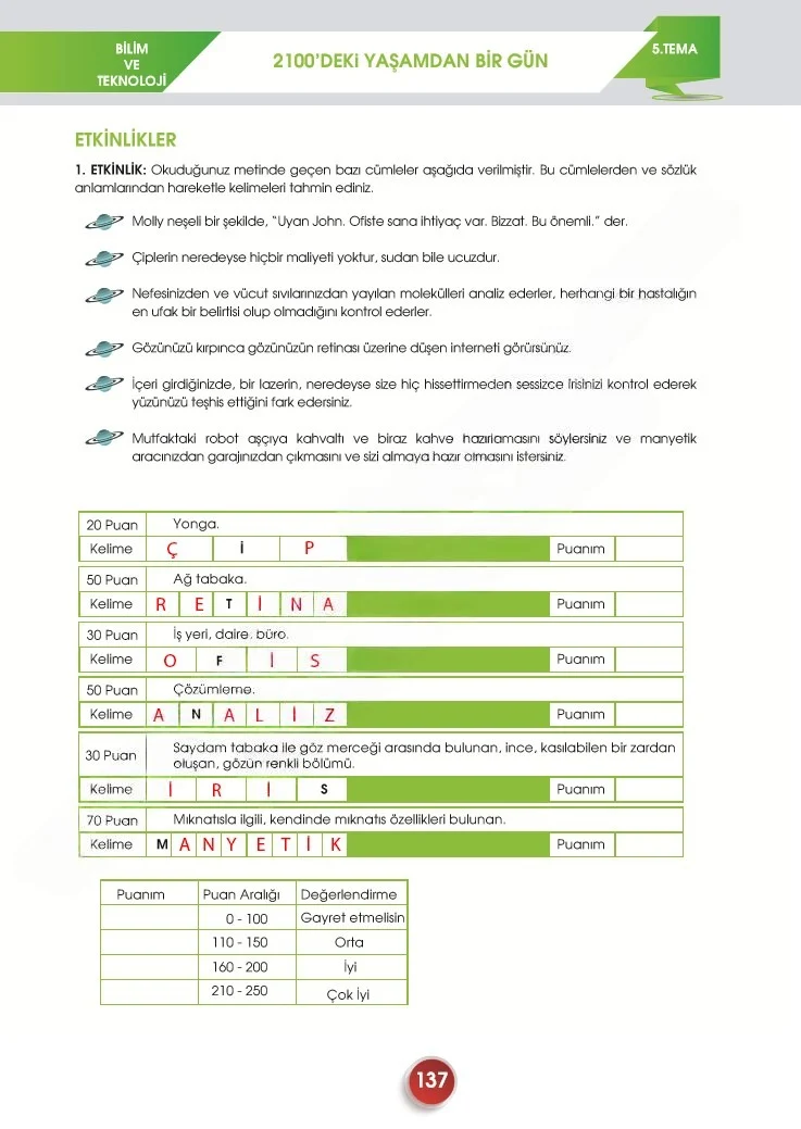7. Sınıf Türkçe Ders Kitabı Cevapları Meb Yayınları 2. Kitap Sayfa 137 Çözüm Görseli