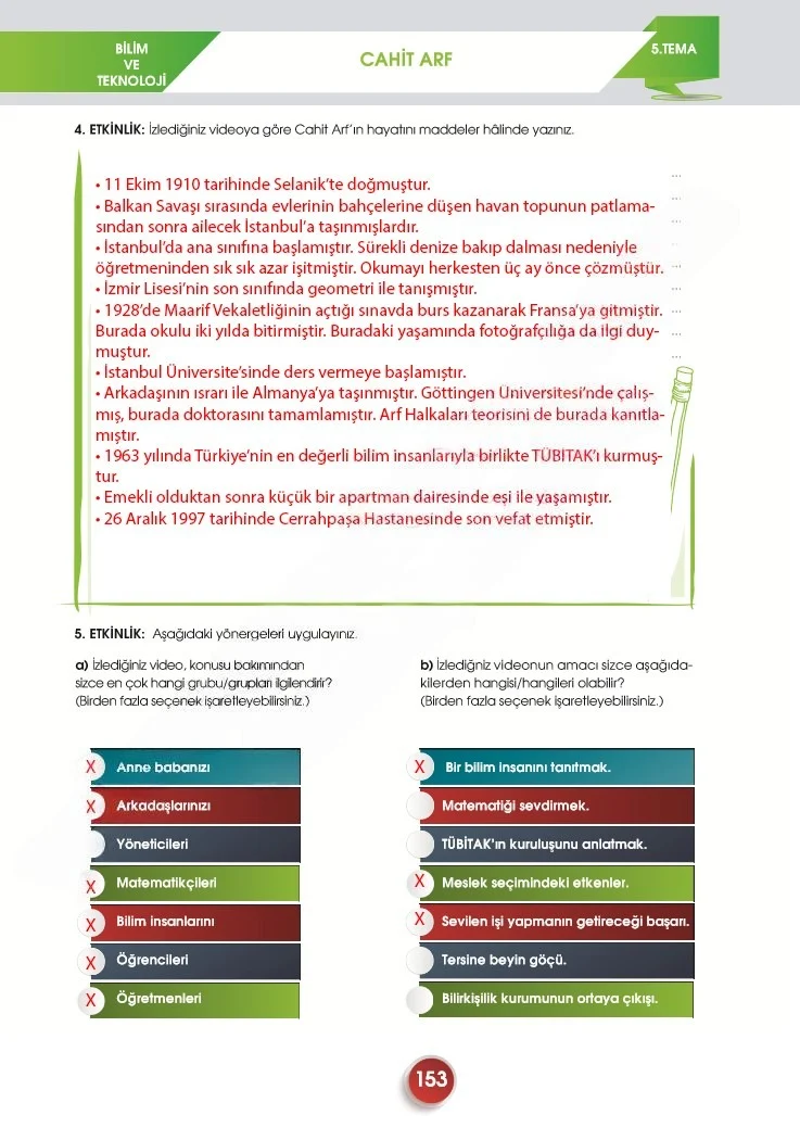 7. Sınıf Türkçe Ders Kitabı Cevapları Meb Yayınları 2. Kitap Sayfa 153 Çözüm Görseli