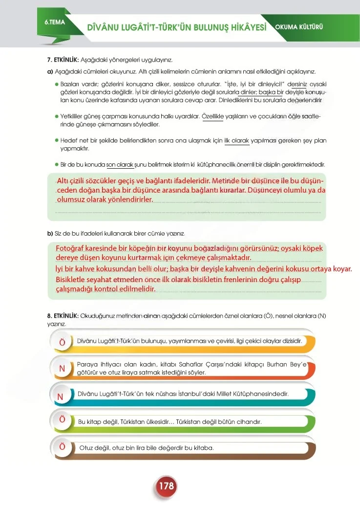 7. Sınıf Türkçe Ders Kitabı Cevapları Meb Yayınları 2. Kitap Sayfa 178 Çözüm Görseli