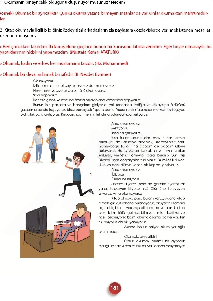 7. Sınıf Türkçe Ders Kitabı Cevapları Meb Yayınları 2. Kitap Sayfa 181 Çözüm Görseli