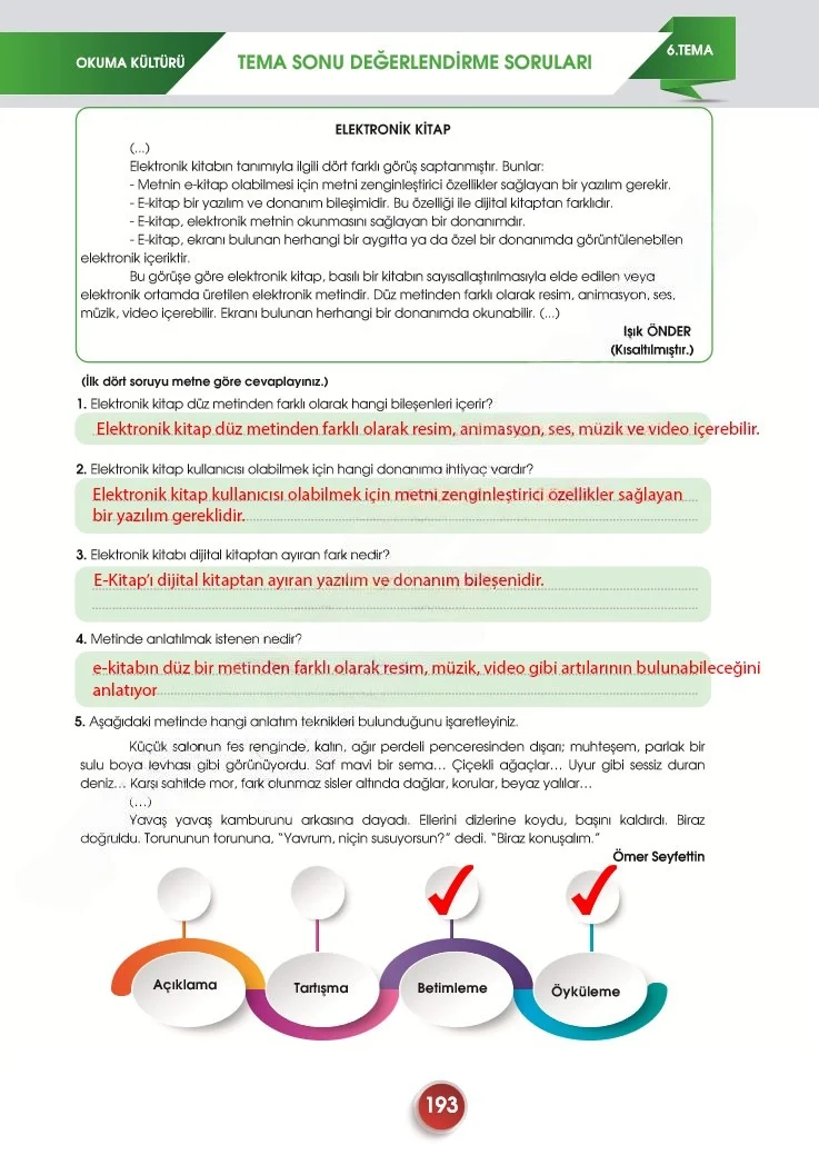 7. Sınıf Türkçe Ders Kitabı Cevapları Meb Yayınları 2. Kitap Sayfa 193 Çözüm Görseli