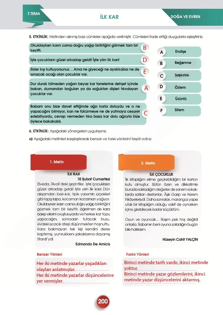 7. Sınıf Türkçe Ders Kitabı Cevapları Meb Yayınları 2. Kitap Sayfa 200 Çözüm Görseli