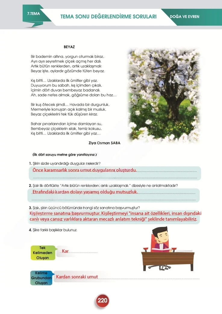 7. Sınıf Türkçe Ders Kitabı Cevapları Meb Yayınları 2. Kitap Sayfa 220 Çözüm Görseli