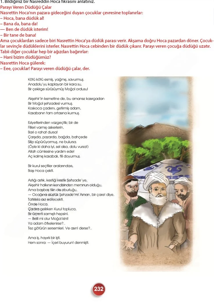7. Sınıf Türkçe Ders Kitabı Cevapları Meb Yayınları 2. Kitap Sayfa 232 Çözüm Görseli