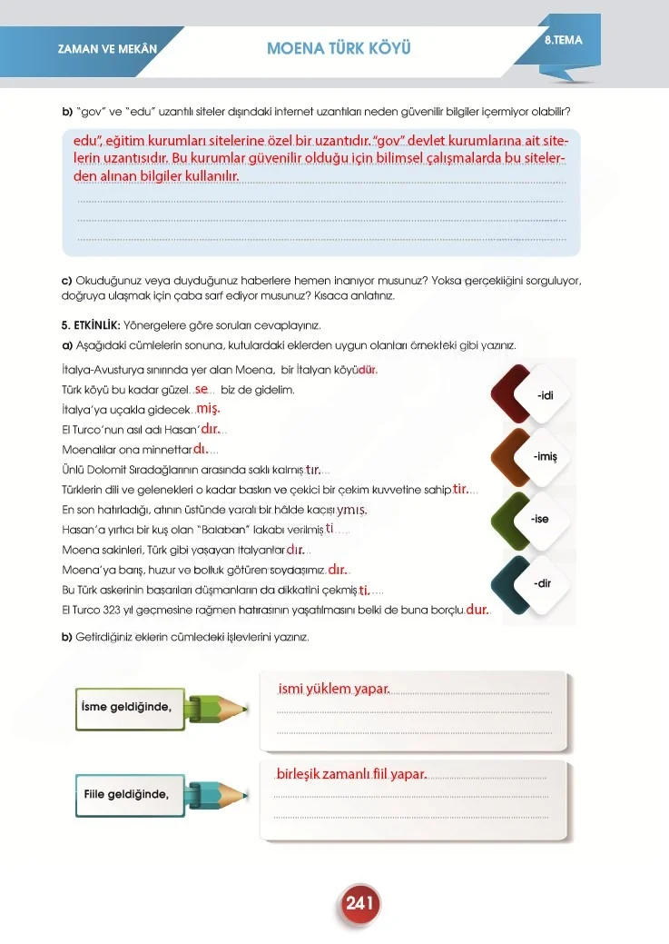 7. Sınıf Türkçe Ders Kitabı Cevapları Meb Yayınları 2. Kitap Sayfa 241 Çözüm Görseli