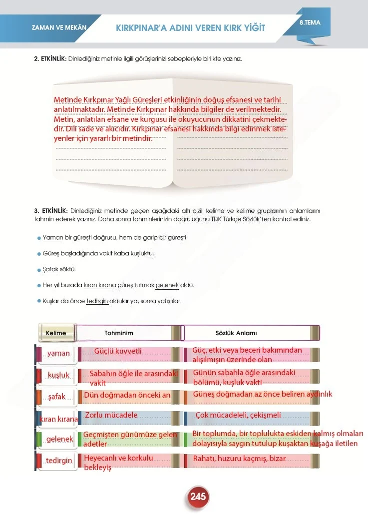 7. Sınıf Türkçe Ders Kitabı Cevapları Meb Yayınları 2. Kitap Sayfa 245 Çözüm Görseli