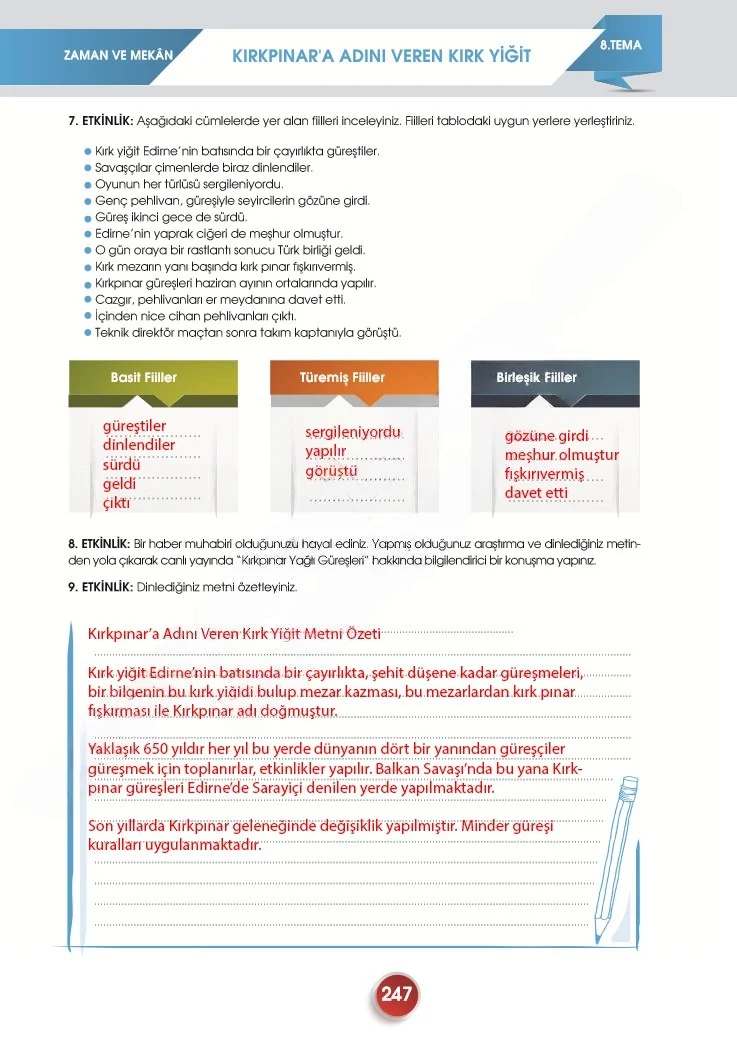 7. Sınıf Türkçe Ders Kitabı Cevapları Meb Yayınları 2. Kitap Sayfa 247 Çözüm Görseli