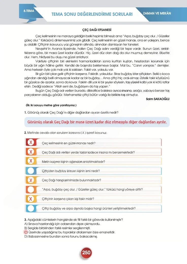 7. Sınıf Türkçe Ders Kitabı Cevapları Meb Yayınları 2. Kitap Sayfa 250 Çözüm Görseli