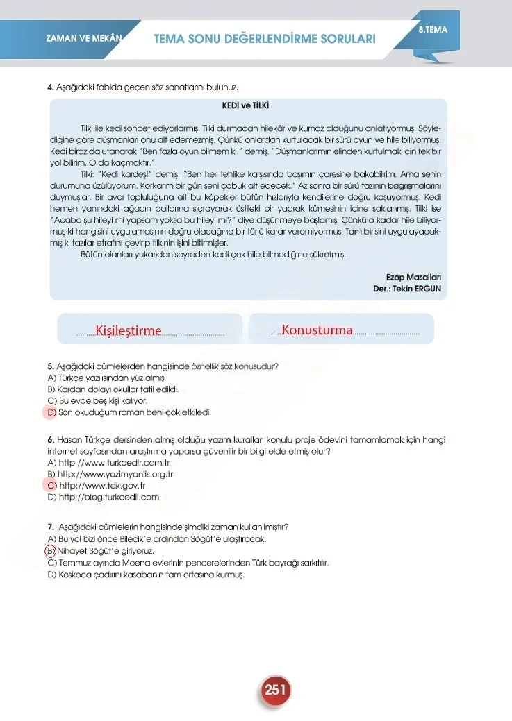 7. Sınıf Türkçe Ders Kitabı Cevapları Meb Yayınları 2. Kitap Sayfa 251 Çözüm Görseli