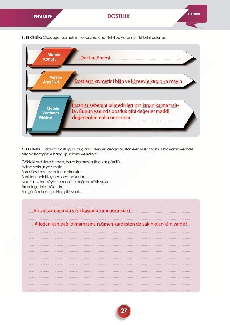 7. Sınıf Türkçe Ders Kitabı Cevapları Meb Yayınları 2. Kitap Sayfa 27 Çözüm Görseli