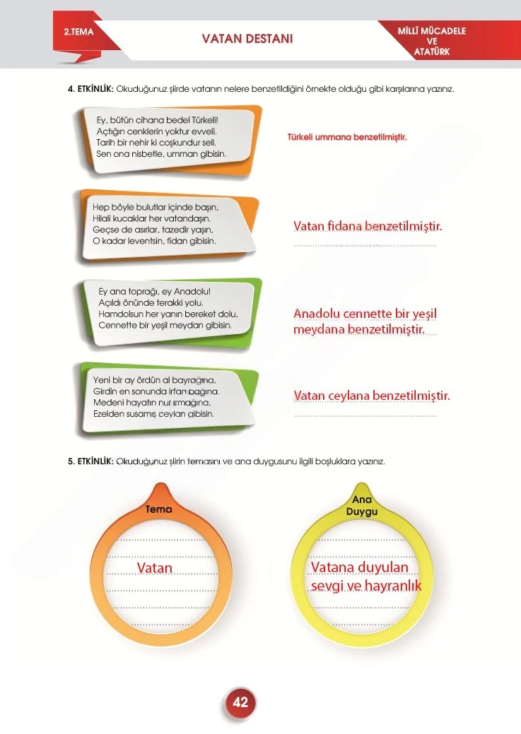 7. Sınıf Türkçe Ders Kitabı Cevapları Meb Yayınları 2. Kitap Sayfa 42 Çözüm Görseli