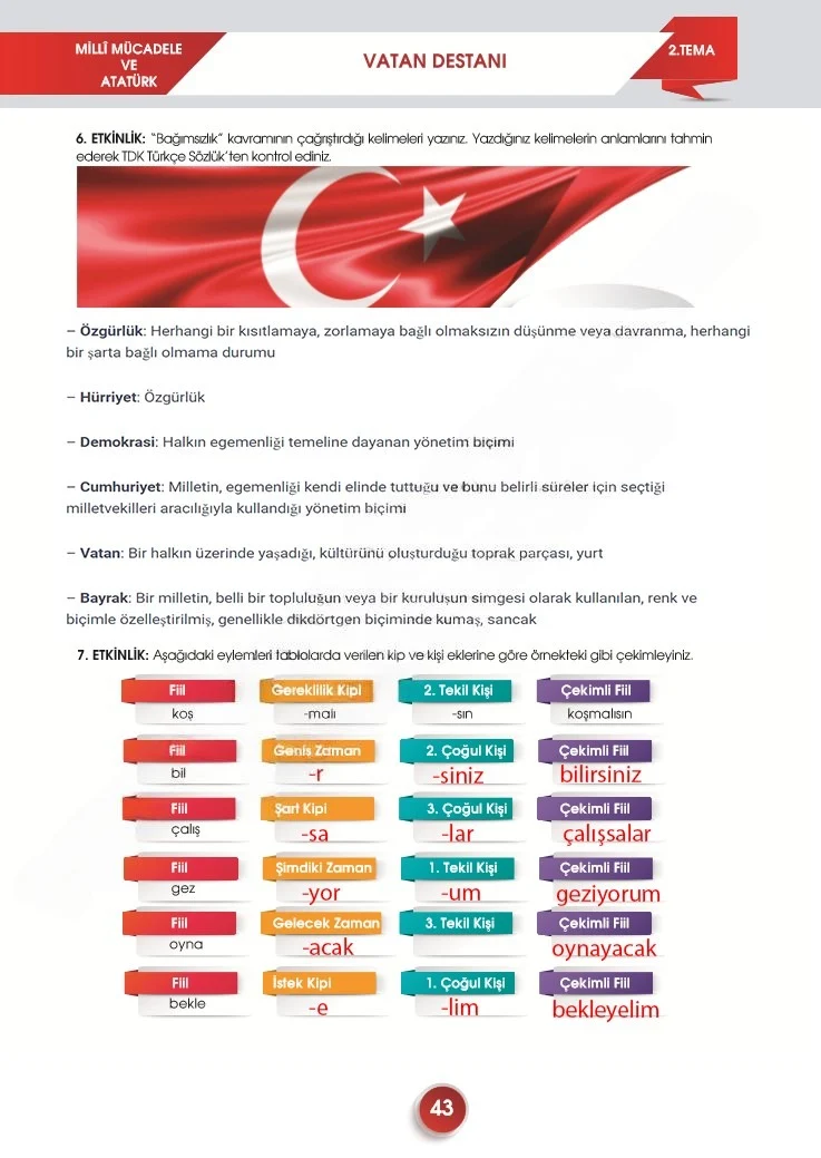 7. Sınıf Türkçe Ders Kitabı Cevapları Meb Yayınları 2. Kitap Sayfa 43 Çözüm Görseli