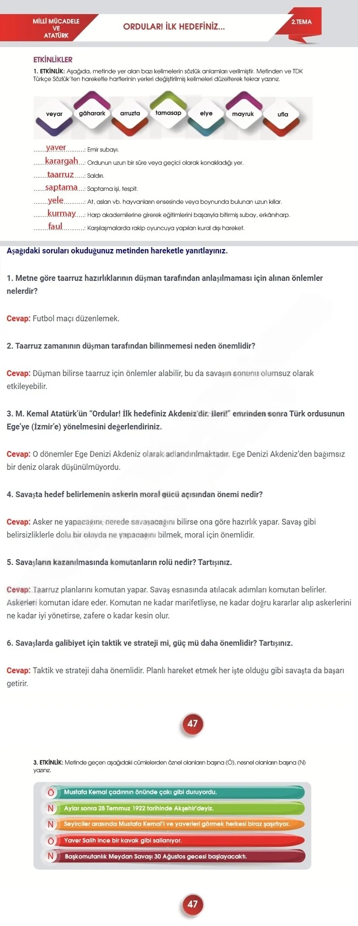 7. Sınıf Türkçe Ders Kitabı Cevapları Meb Yayınları 2. Kitap Sayfa 47 Çözüm Görseli