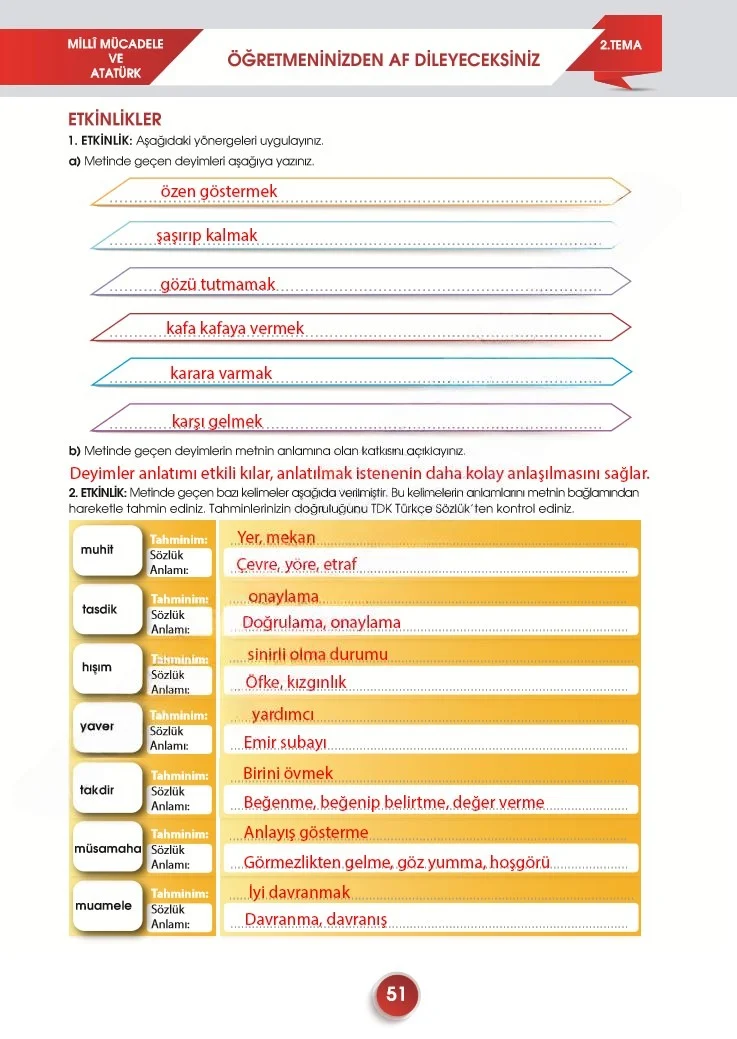 7. Sınıf Türkçe Ders Kitabı Cevapları Meb Yayınları 2. Kitap Sayfa 51 Çözüm Görseli