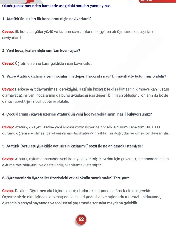 7. Sınıf Türkçe Ders Kitabı Cevapları Meb Yayınları 2. Kitap Sayfa 52 Çözüm Görseli