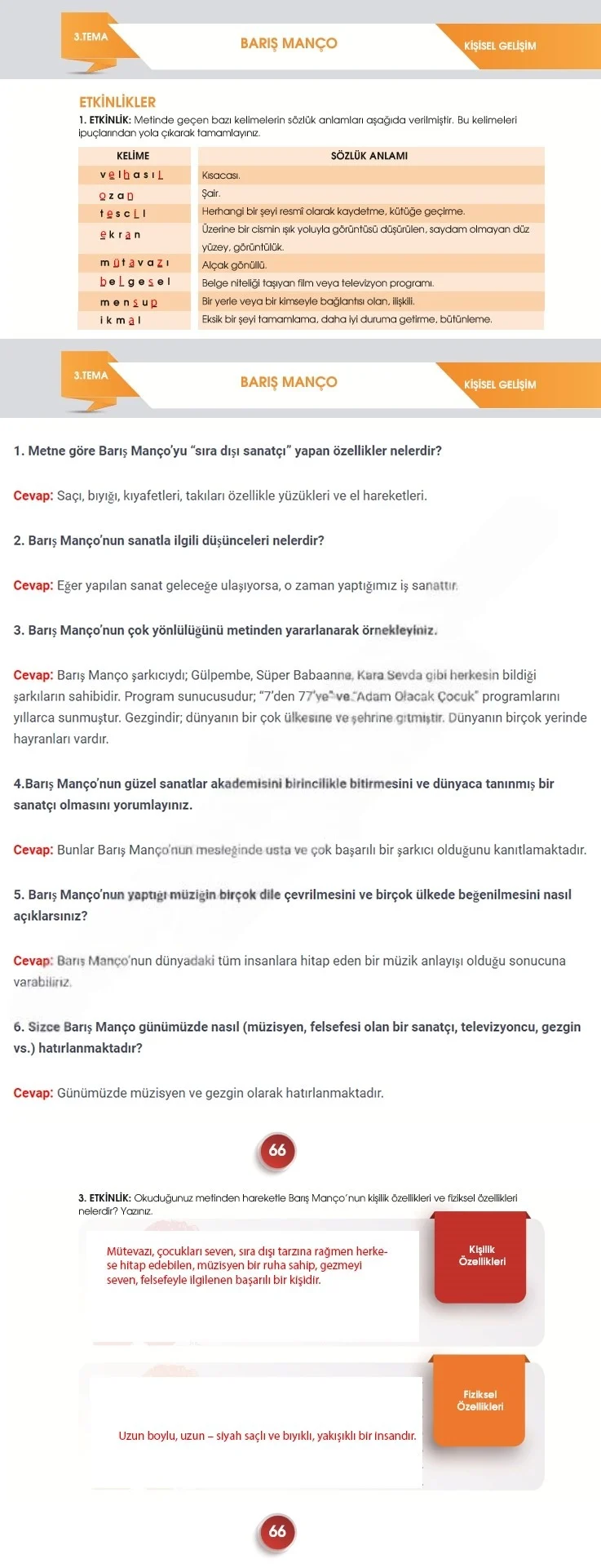 7. Sınıf Türkçe Ders Kitabı Cevapları Meb Yayınları 2. Kitap Sayfa 66 Çözüm Görseli