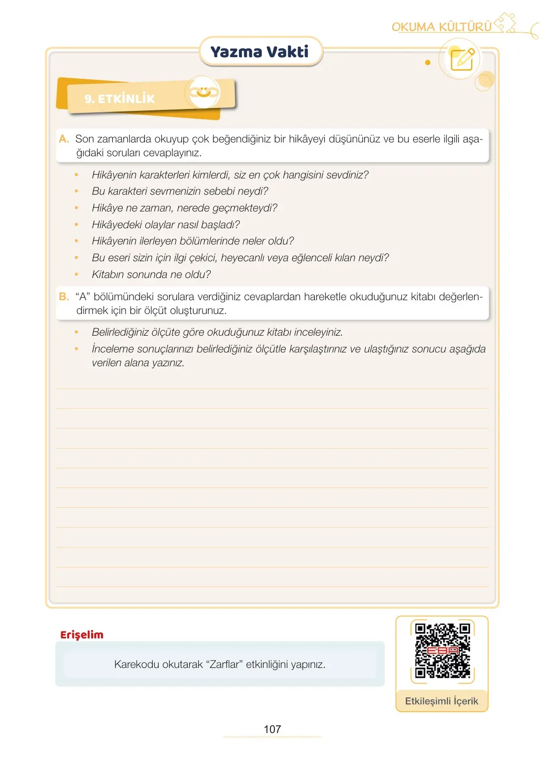 7. Sınıf Türkçe Ders Kitabı Cevapları Meb Yayınları 2. Kitap Sayfa 107