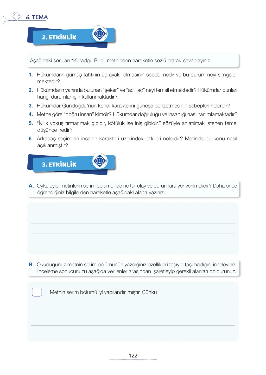 7. Sınıf Türkçe Ders Kitabı Cevapları Meb Yayınları 2. Kitap Sayfa 122