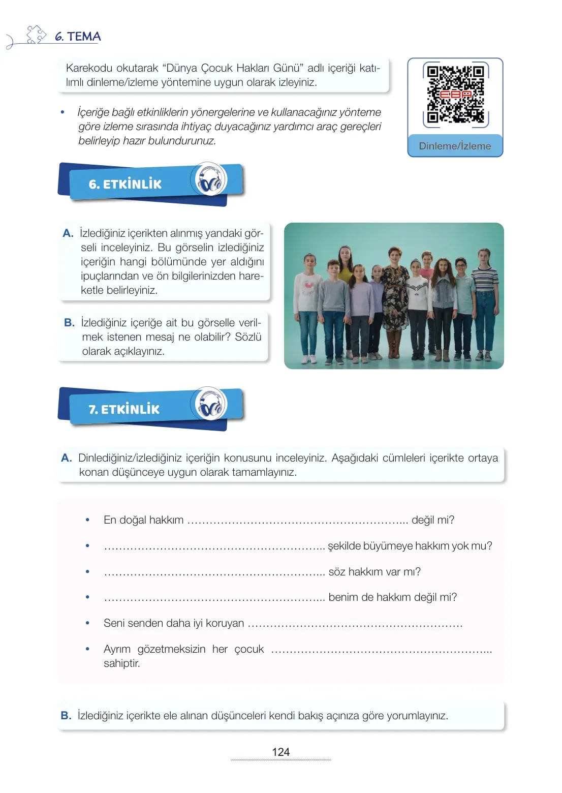 7. Sınıf Türkçe Ders Kitabı Cevapları Meb Yayınları 2. Kitap Sayfa 124
