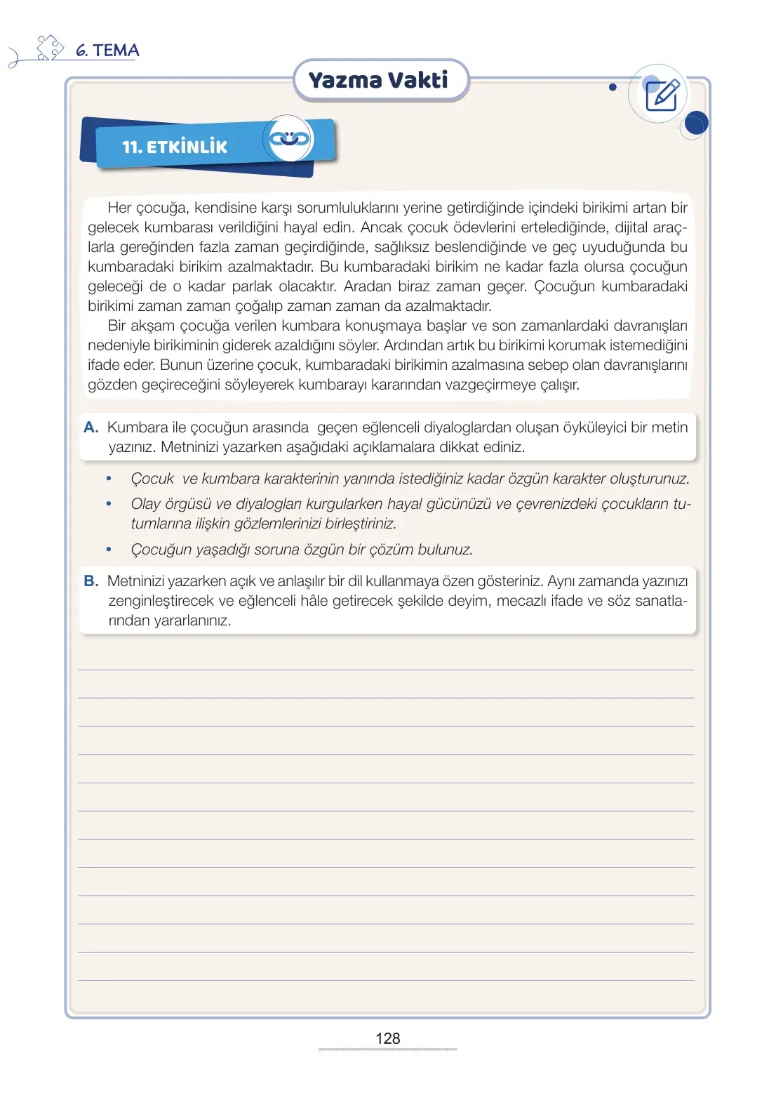 7. Sınıf Türkçe Ders Kitabı Cevapları Meb Yayınları 2. Kitap Sayfa 128