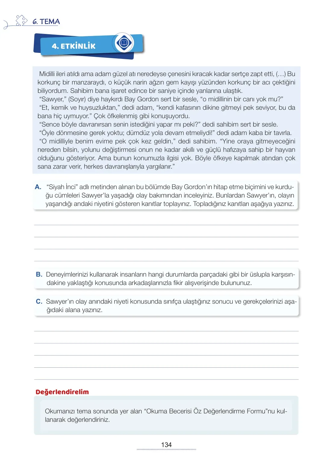 7. Sınıf Türkçe Ders Kitabı Cevapları Meb Yayınları 2. Kitap Sayfa 134