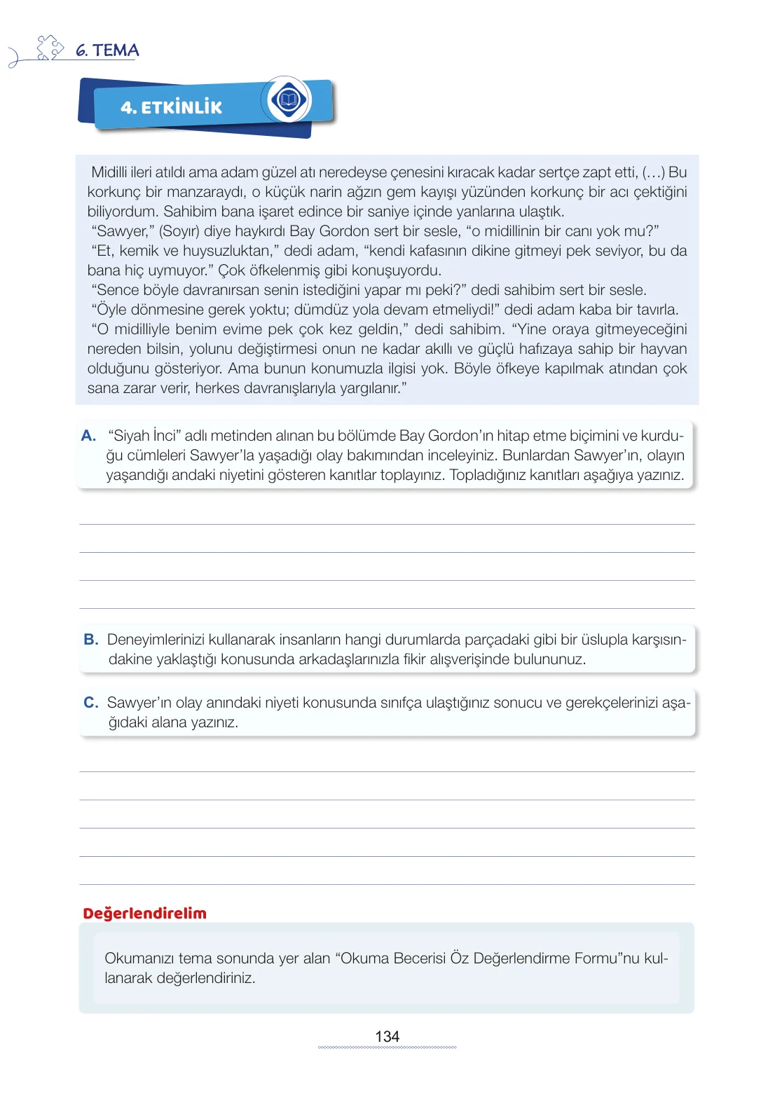 7. Sınıf Türkçe Ders Kitabı Cevapları Meb Yayınları 2. Kitap Sayfa 134