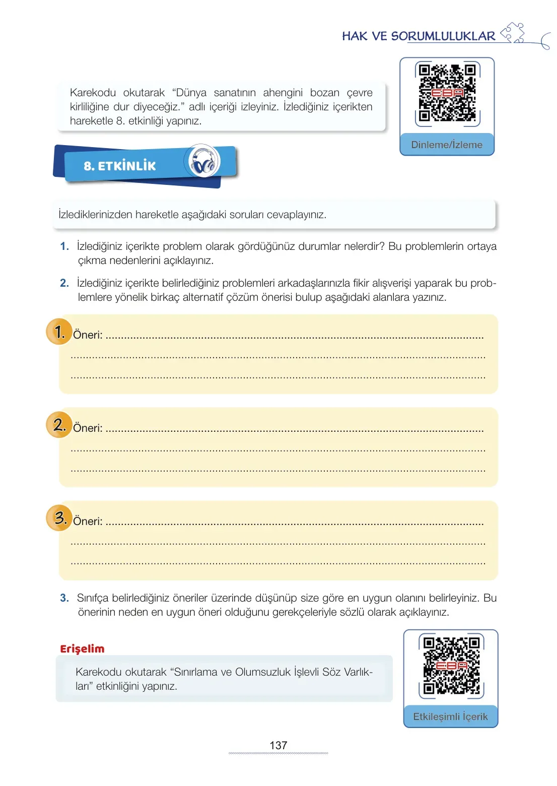 7. Sınıf Türkçe Ders Kitabı Cevapları Meb Yayınları 2. Kitap Sayfa 137