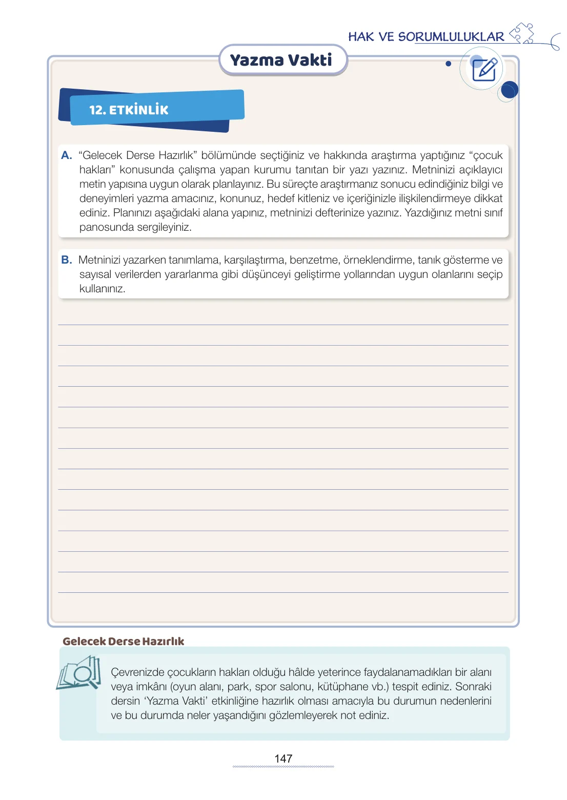 7. Sınıf Türkçe Ders Kitabı Cevapları Meb Yayınları 2. Kitap Sayfa 147