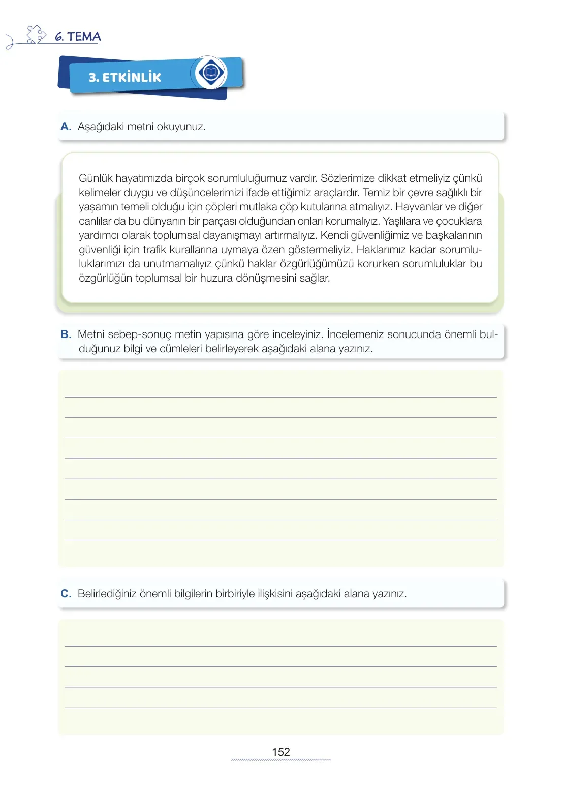 7. Sınıf Türkçe Ders Kitabı Cevapları Meb Yayınları 2. Kitap Sayfa 152