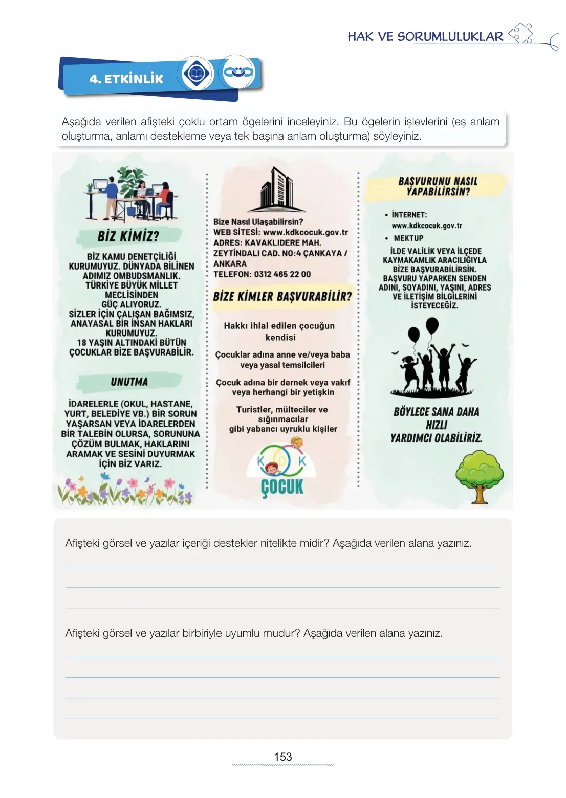 7. Sınıf Türkçe Ders Kitabı Cevapları Meb Yayınları 2. Kitap Sayfa 153