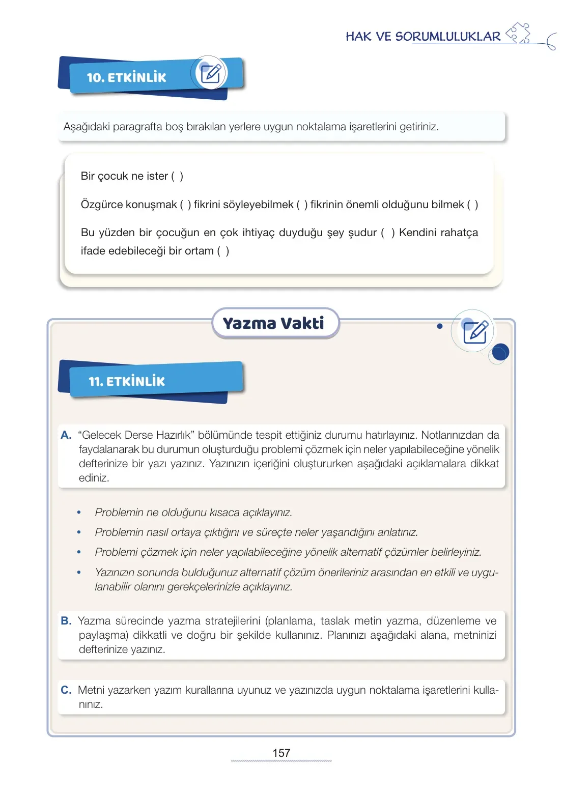 7. Sınıf Türkçe Ders Kitabı Cevapları Meb Yayınları 2. Kitap Sayfa 157
