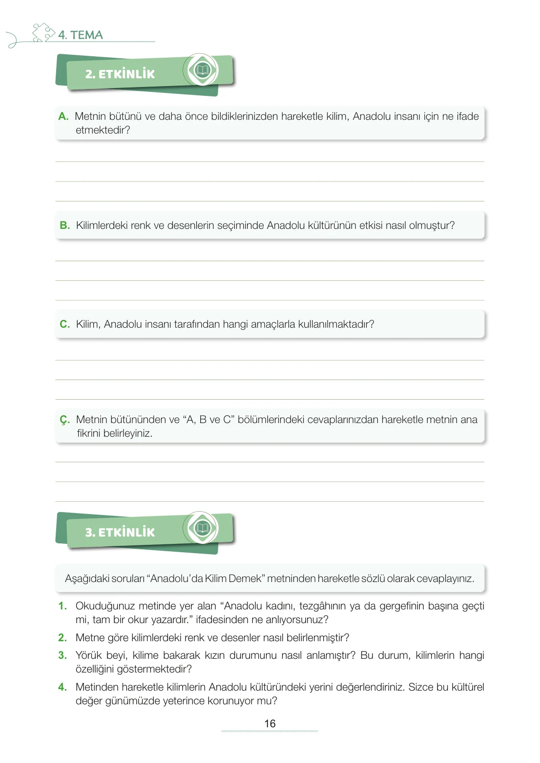 7. Sınıf Türkçe Ders Kitabı Cevapları Meb Yayınları 2. Kitap Sayfa 16