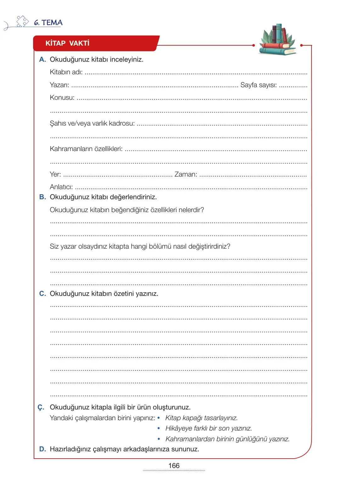 7. Sınıf Türkçe Ders Kitabı Cevapları Meb Yayınları 2. Kitap Sayfa 166