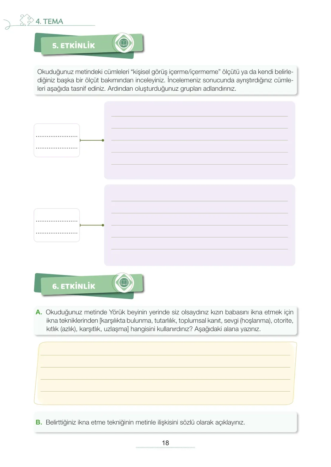 7. Sınıf Türkçe Ders Kitabı Cevapları Meb Yayınları 2. Kitap Sayfa 18