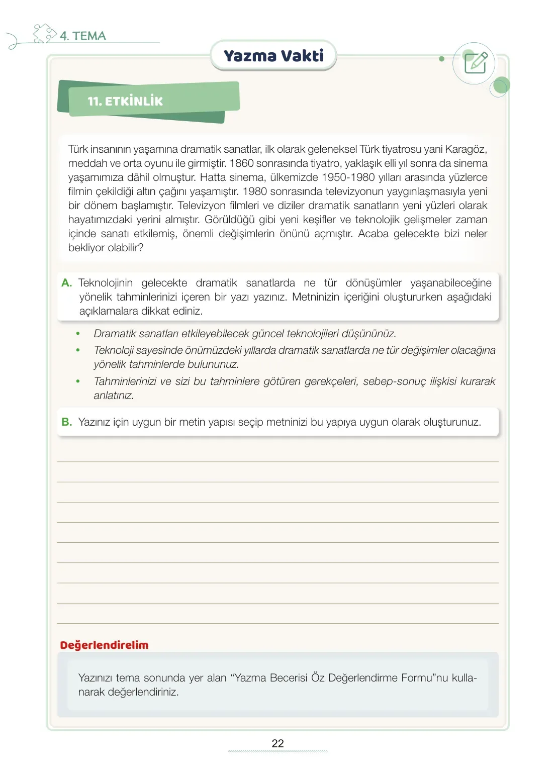 7. Sınıf Türkçe Ders Kitabı Cevapları Meb Yayınları 2. Kitap Sayfa 22
